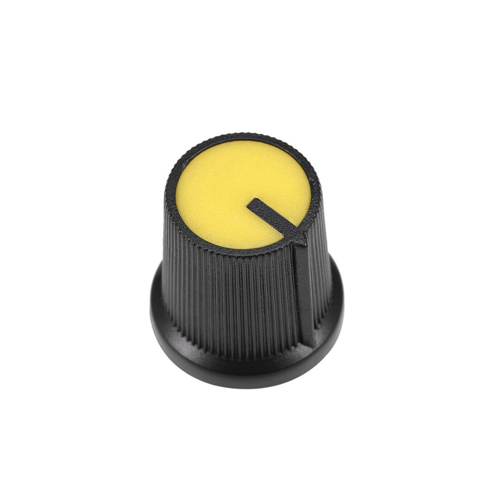 10pcs Plastic Volume Control Rotary Button Grated Hole 15x15mm Yellow-