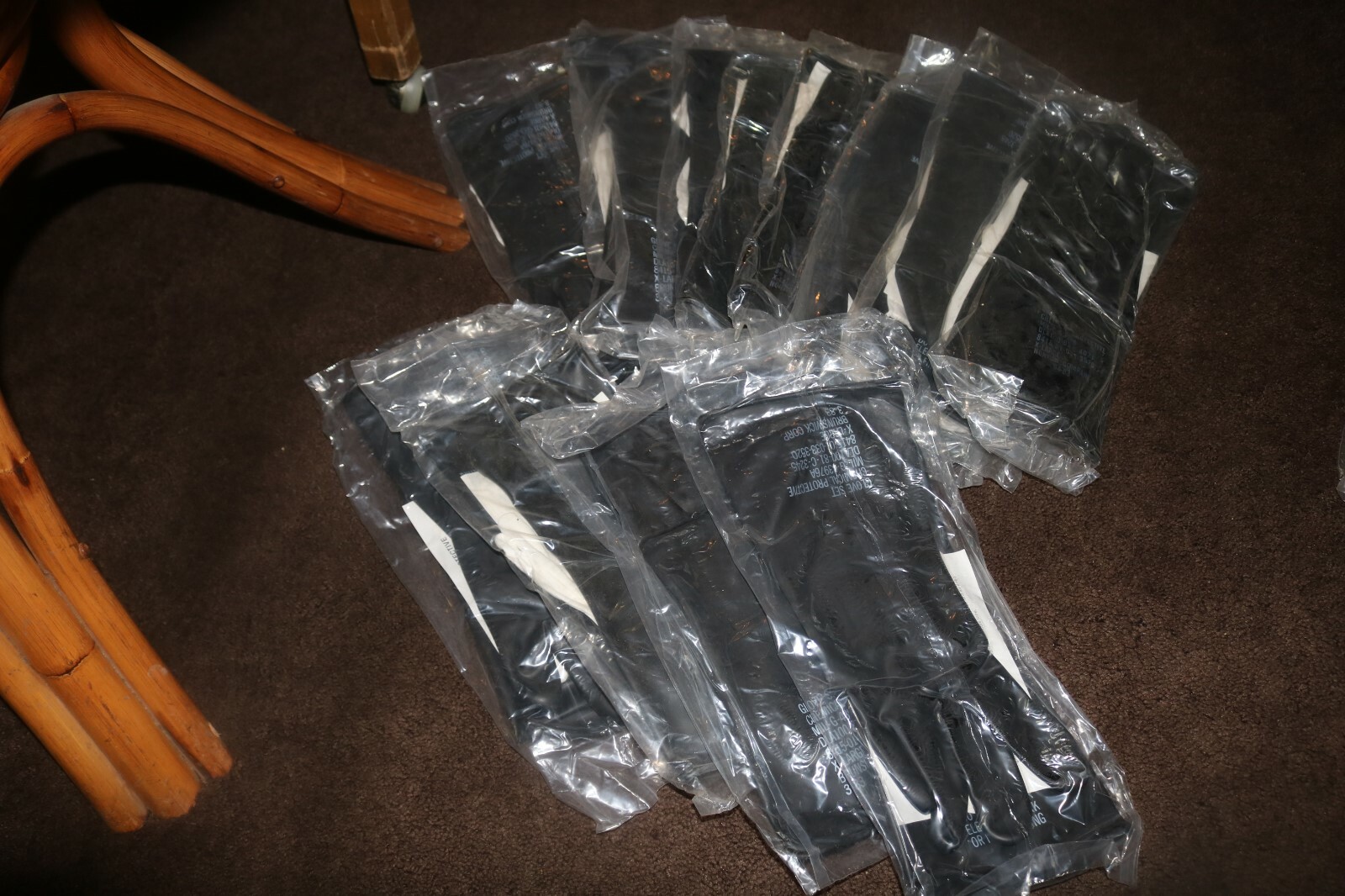 lot of 12 sealed unissued USGI military surplus black protective gloves NBC  XL