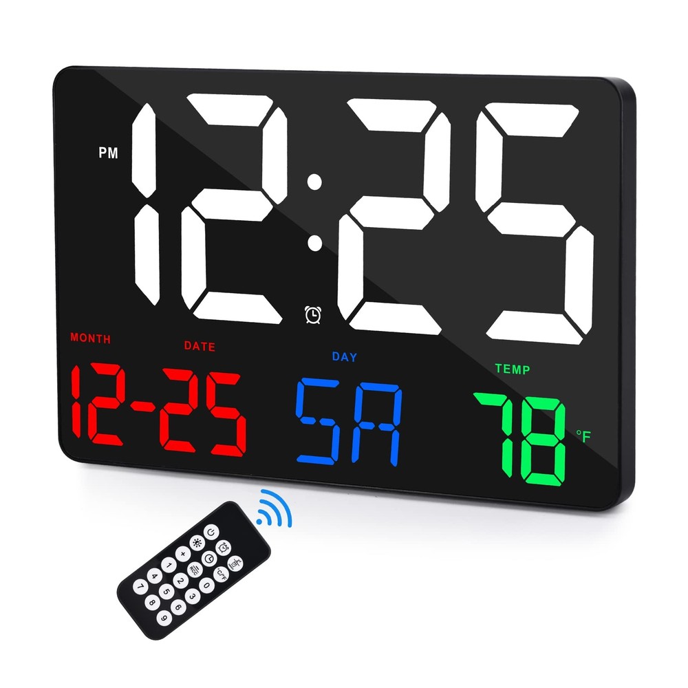 Digital Wall Clock11.5" LED Digital Alarm Clock Large Displaywith Remote Cont...