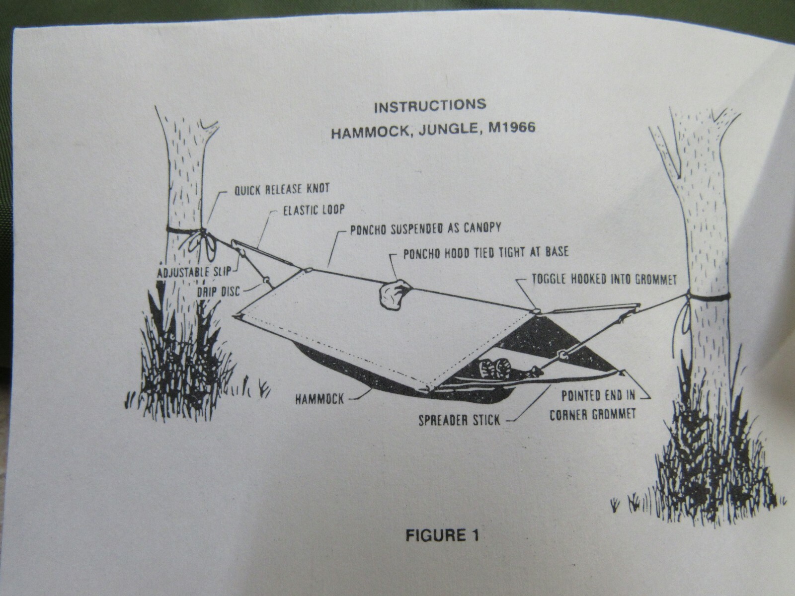 US M1966 Jungle Hammock Without Canopy Nylon 1995 Dated Vietnam Type NOS