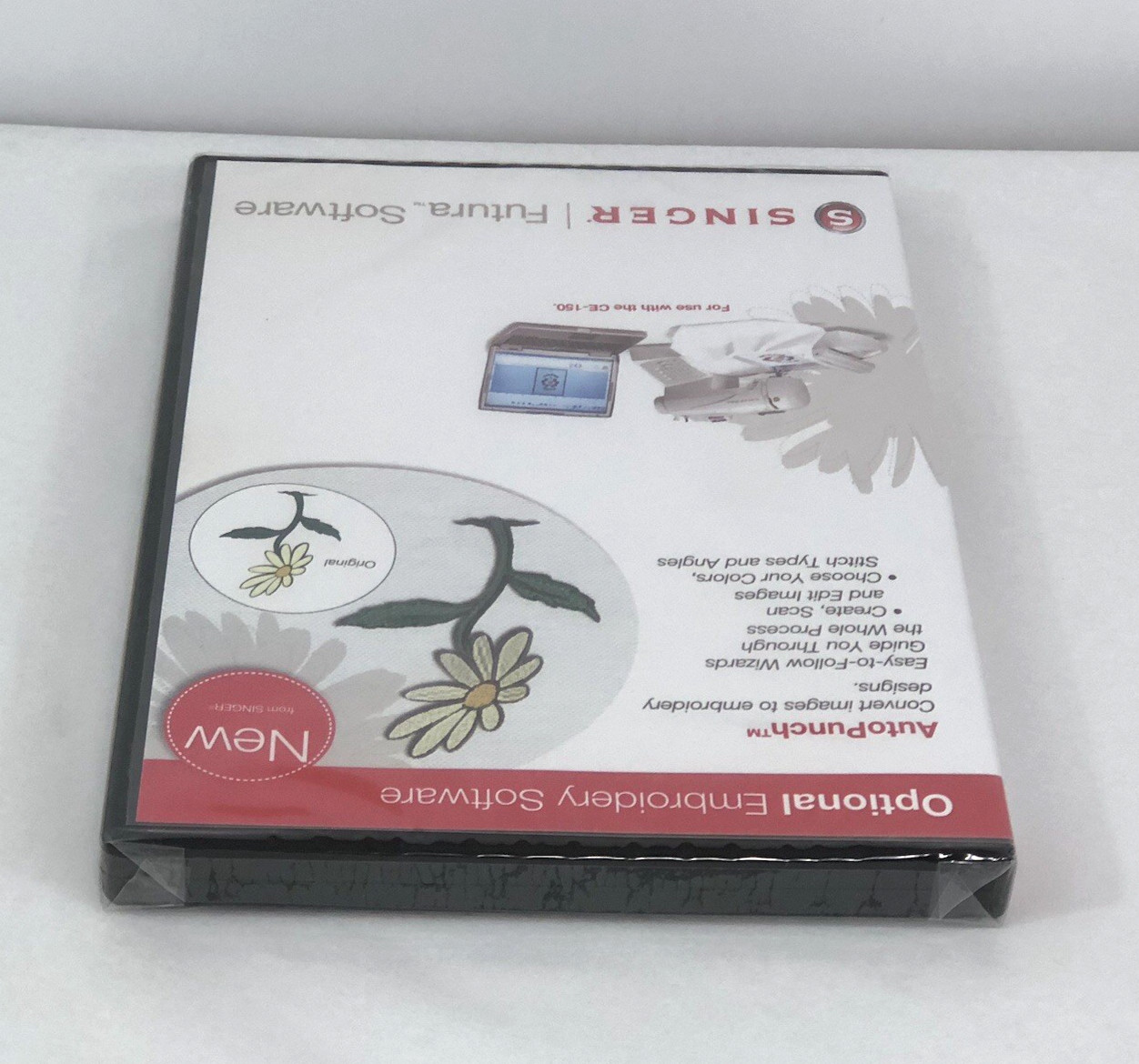 NOS SINGER Futura CE-150 AutoPunch Embroidery Software CD w/Printable Manual
