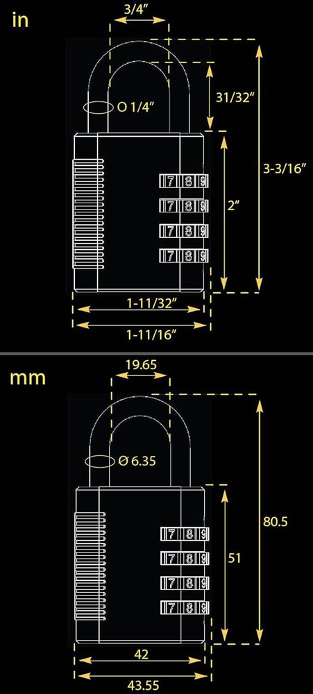 FJM Security SX-575 Locker Combination Padlock with Key Override and Code