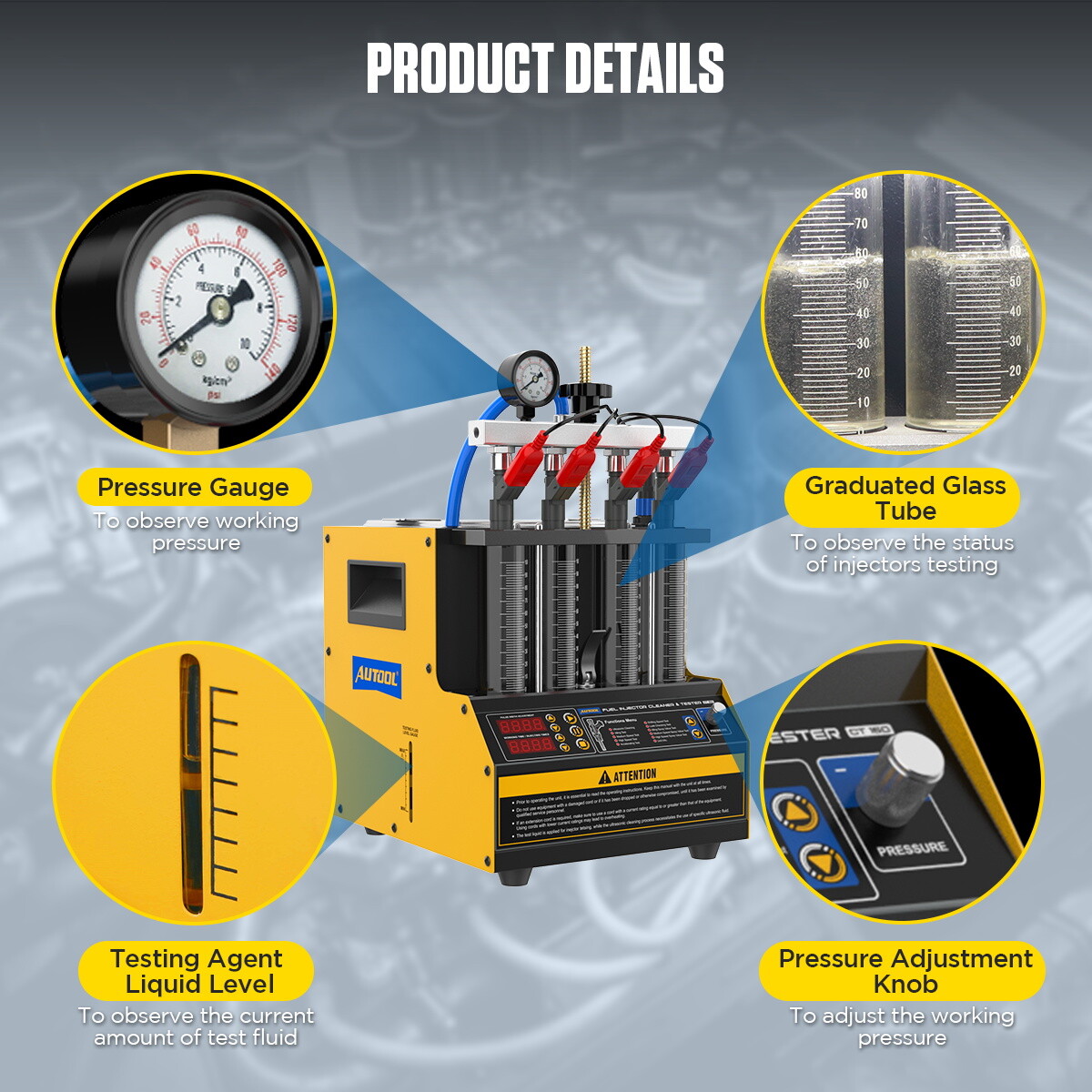 AUTOOL CT160 Car Ultrasonic Fuel Injector Cleaner&Tester Machine Upgrade CT150