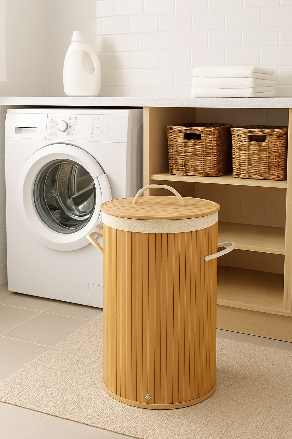 Natural Bamboo Foldable Laundry Basket Hamper
