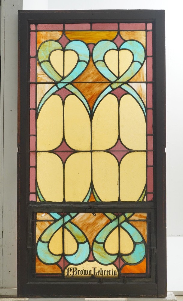 1900s Rectangular Leaded Stained Glass Church Window - R289854
