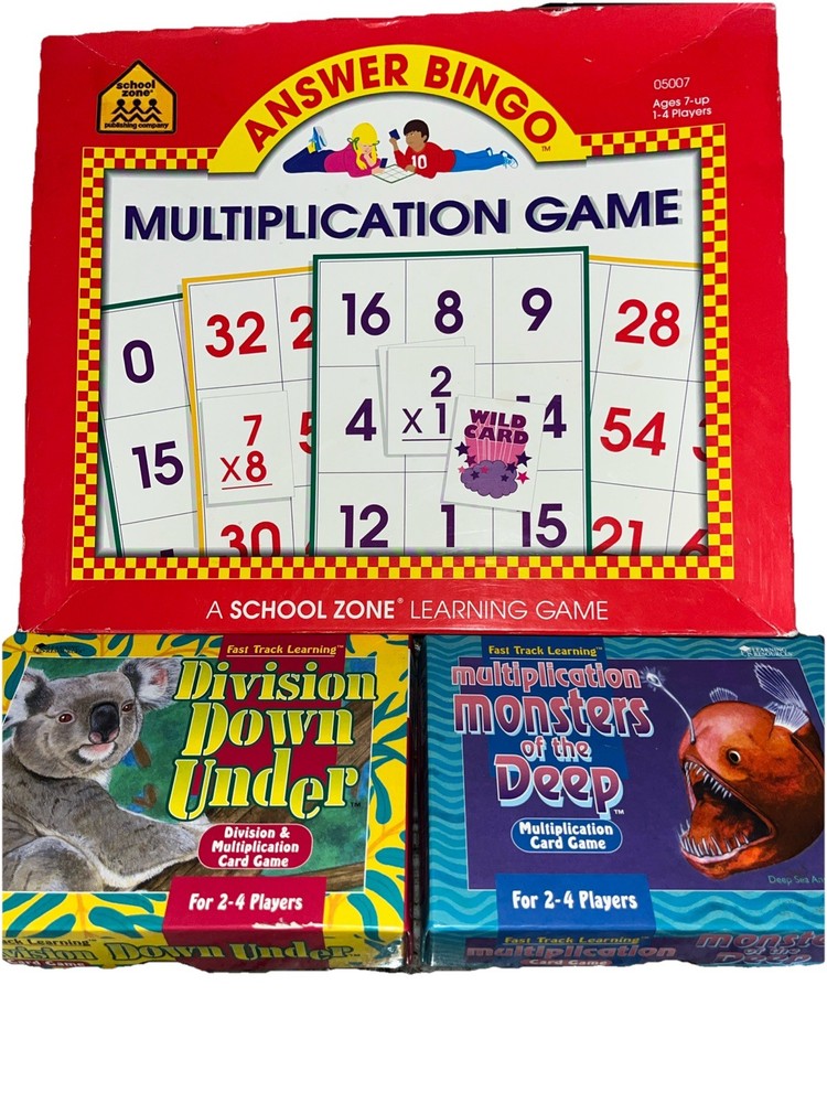 3 Multiplication/Division Mathematics Games Fast Learning and Bingo B2