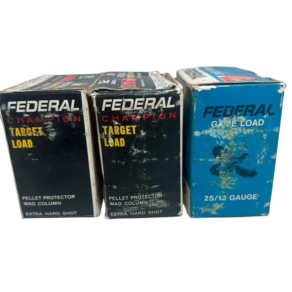 Vintage 12 Gauge Federal Shell Boxes - Empty - Target Load Game Load For Display