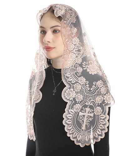 Traditional Triangular church veil - Spanish Style with Holy Grail Champagne
