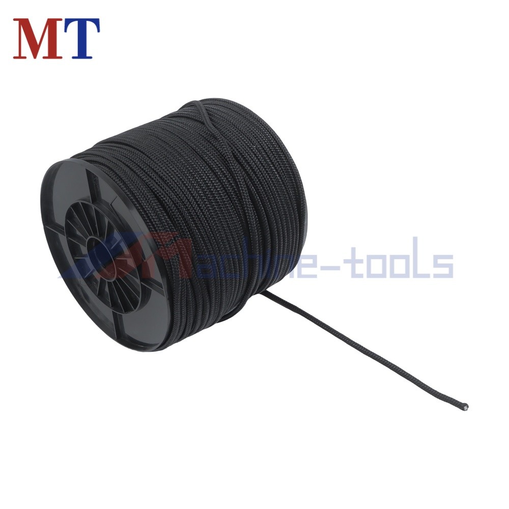 1/4"×500' Black Nylon Rope Spool 100% Nylon Solid Braid Rope Industrial Grade