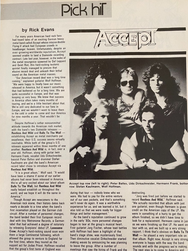 Accept, Full Page Vintage Clipping