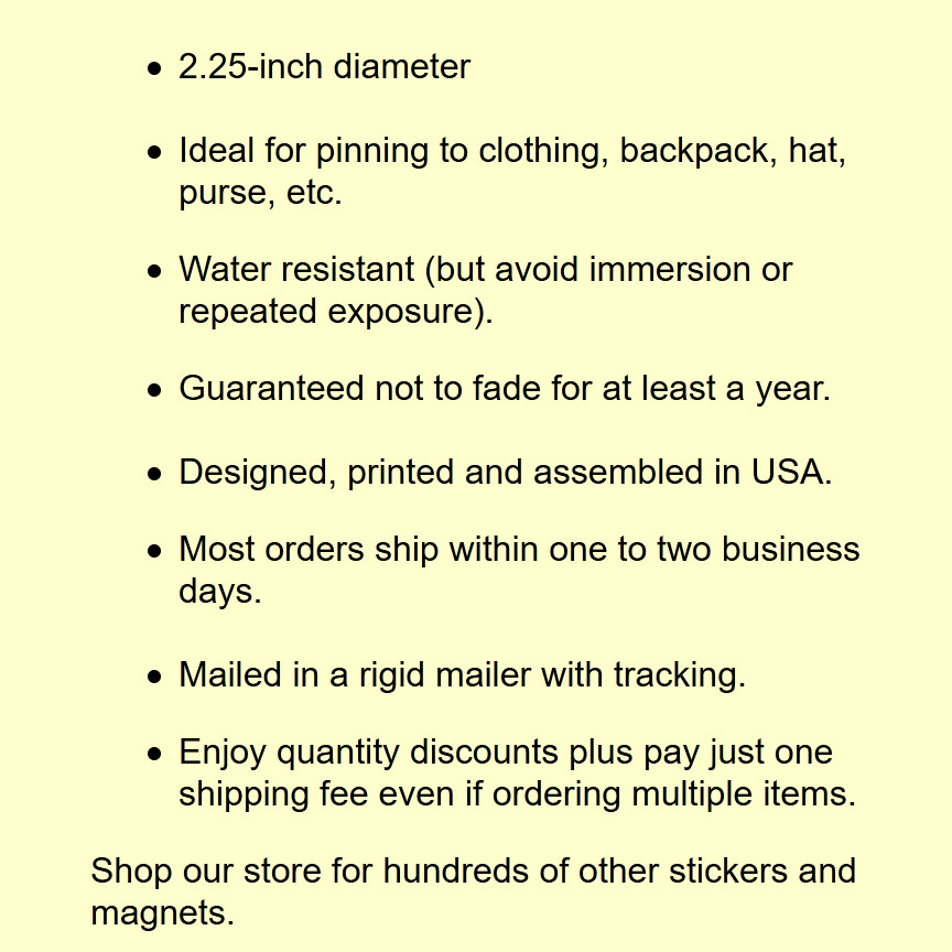 BUTTON Kamala Harris POTUS Presidential Seal 2.25-inch Pinback Pin Large