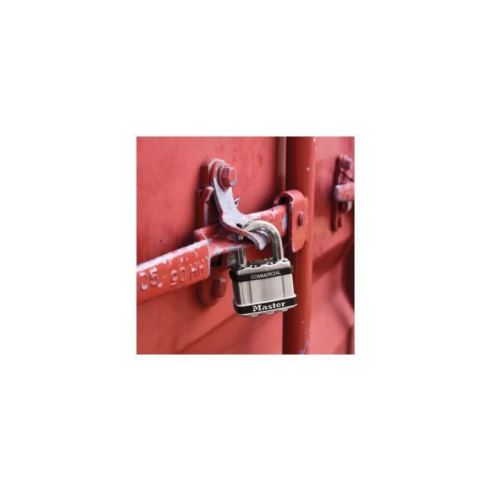 Master Lock M1STS Padlock, Keyed Different, Long Shackle, Square Stainless