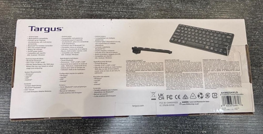 Targus Compact Multi-Device Bluetooth Antimicrobial Keyboard and Compact Mouse