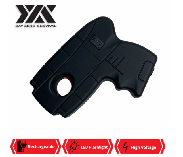 DZS 10 Million Volt Rechargeable Pistol Grip STUN GUN w/ Light & Pocket Holster