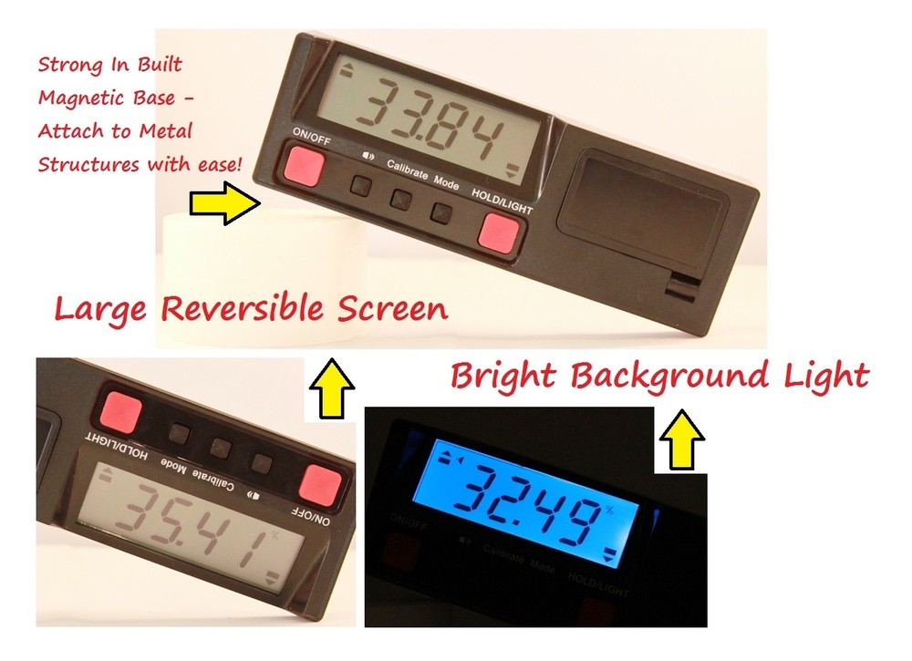 5 Designs - Digital Box Gauge Angle Protractor Level Inclinometer Magnetic Base