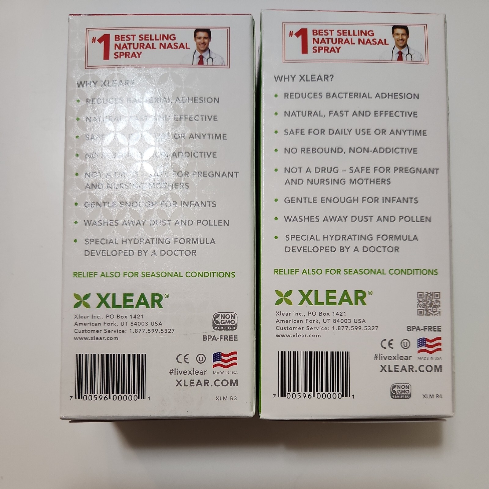 Xlear Natural Saline Nasal Spray with Xylitol 1.5 oz x2 Exp 2025+