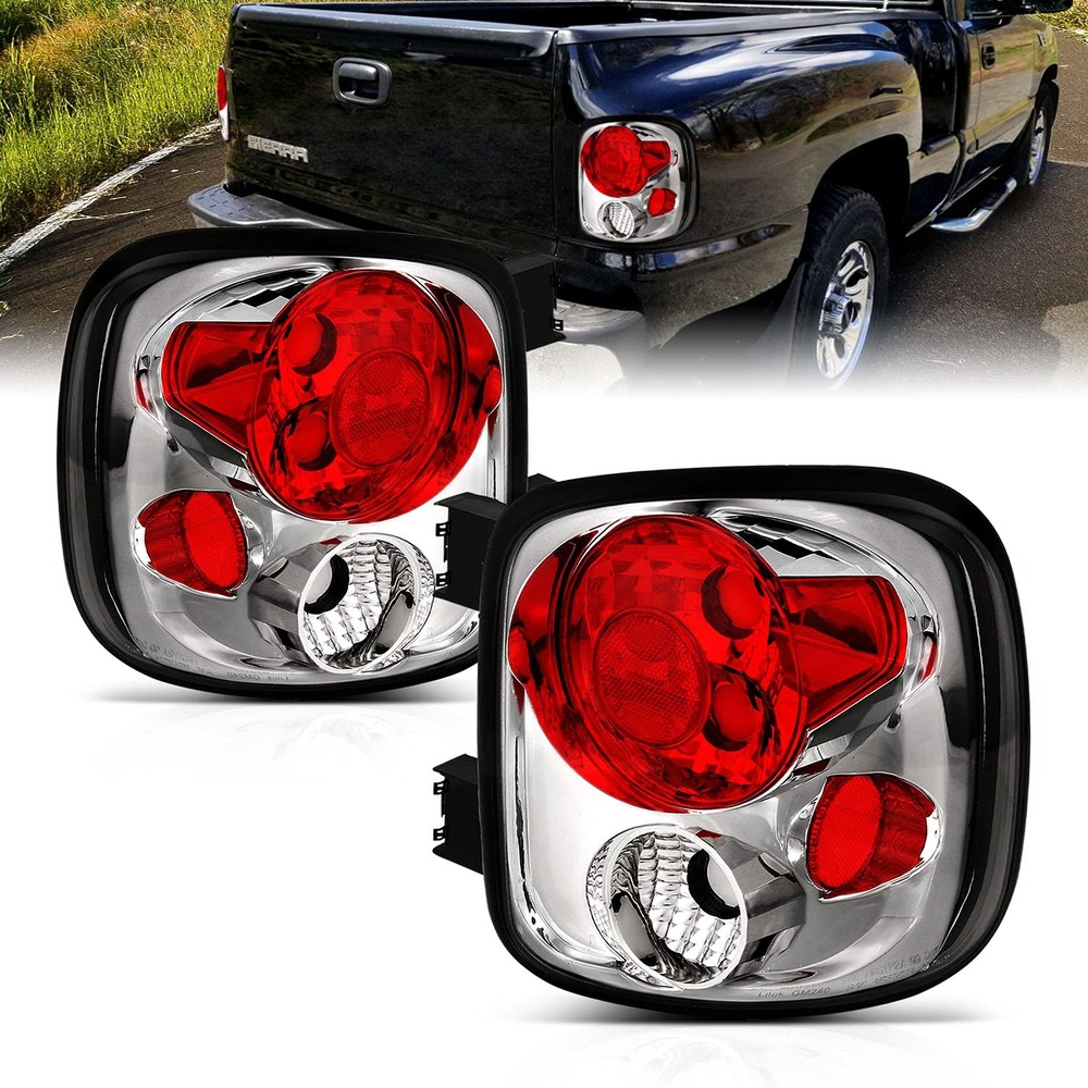 Chrome Replacement Brake Tail Lights for Silverado Sierra Stepside