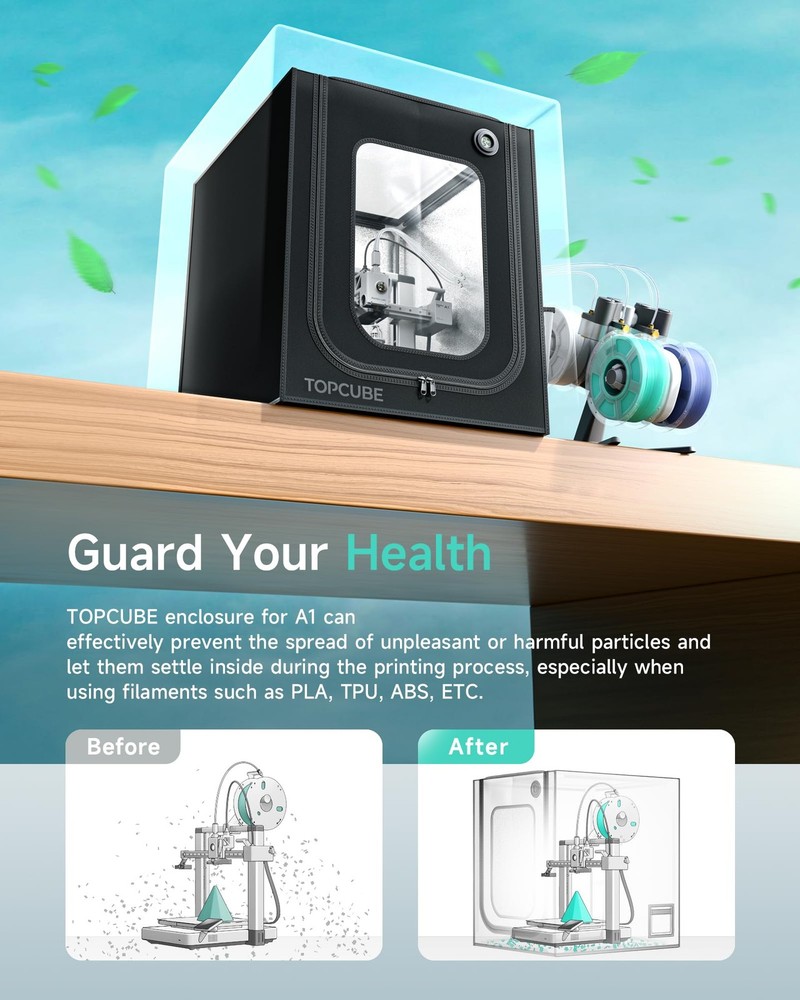 TOPCUBE 3D Printer Enclosure for Bambu Lab A1, Large Size For Black