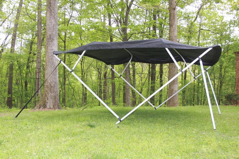 VORTEX SQUARE TUBE FRAME 4 BOW PONTOON/DECK BOAT BIMINI TOP 10' BLACK 97-103"