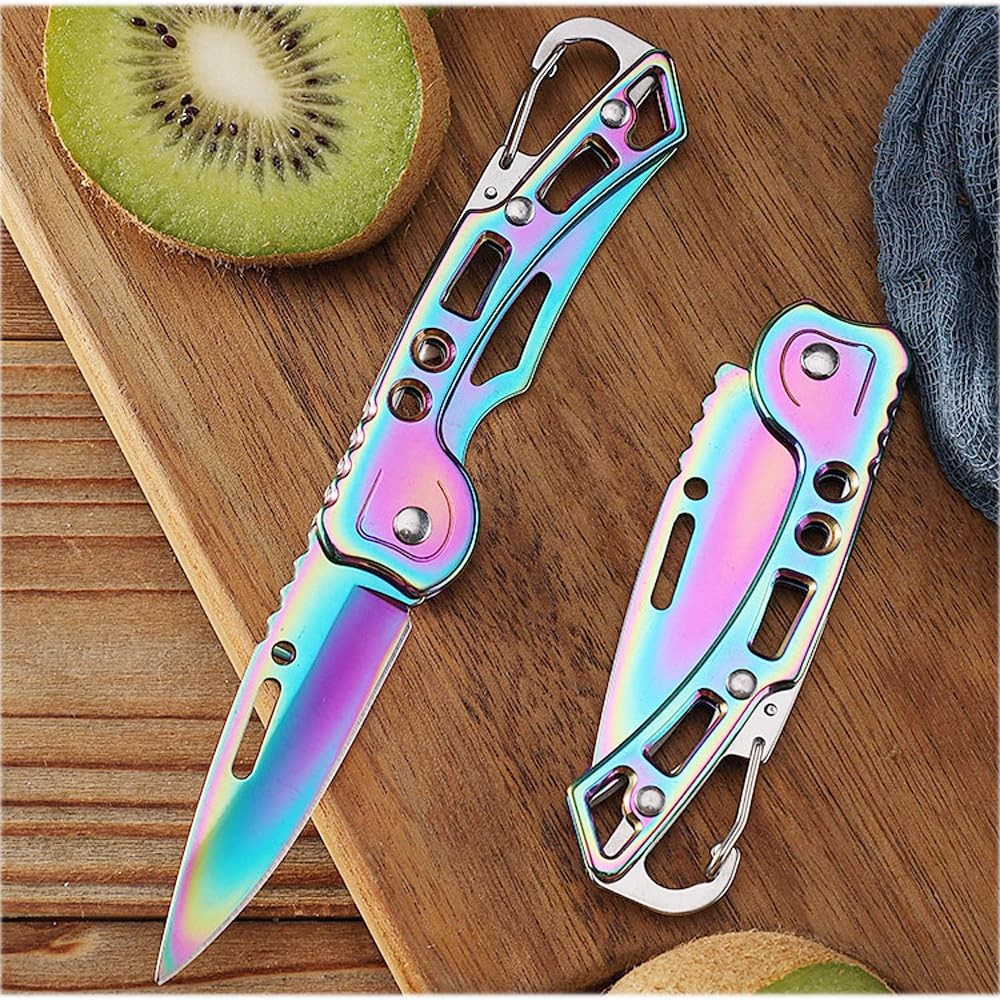 Multicolor Titanium Pocket Knife – Compact Folding Tool with Key Ring for EDC