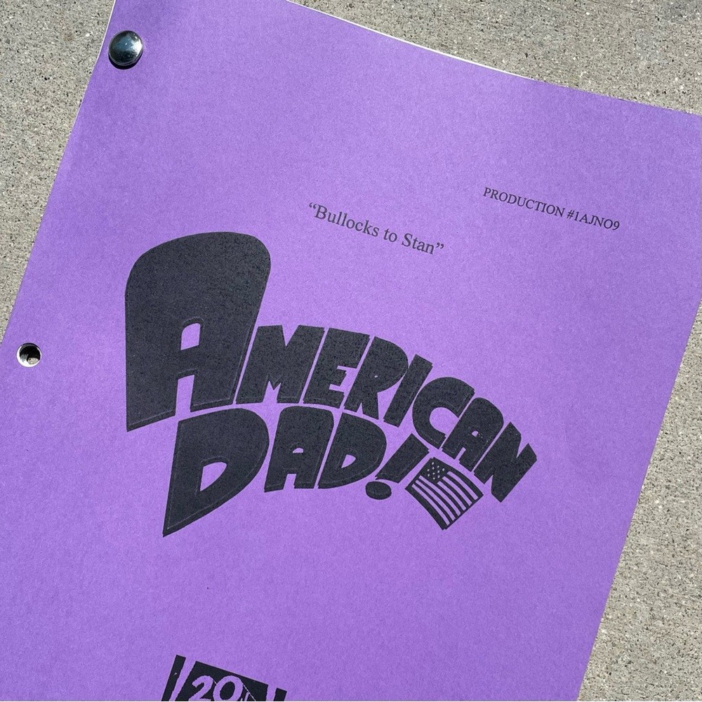 American Dad SEASON ONE 2004 Production Used Table Draft Script Seth MacFarlane