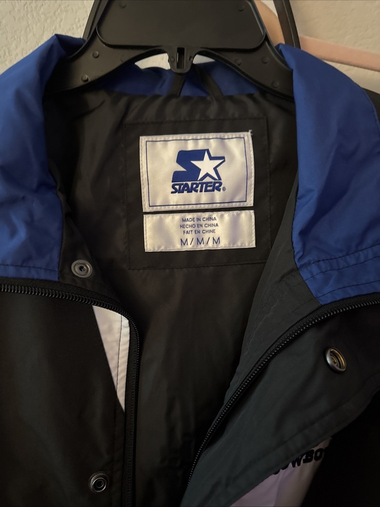 Starter Dallas Cowboys NFL Jacket Medium Black Blue White NWT