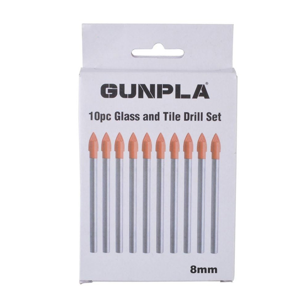 Gunpla 10Pcs Multi-Material Drill Bits Set, Cemented Carbide Masonry 8mm