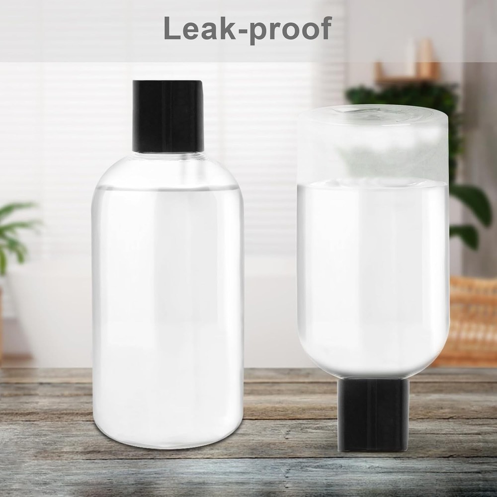 2 Pack 8 oz Empty Plastic Bottles with Black Disc Caps 2 Pack, Black, 2