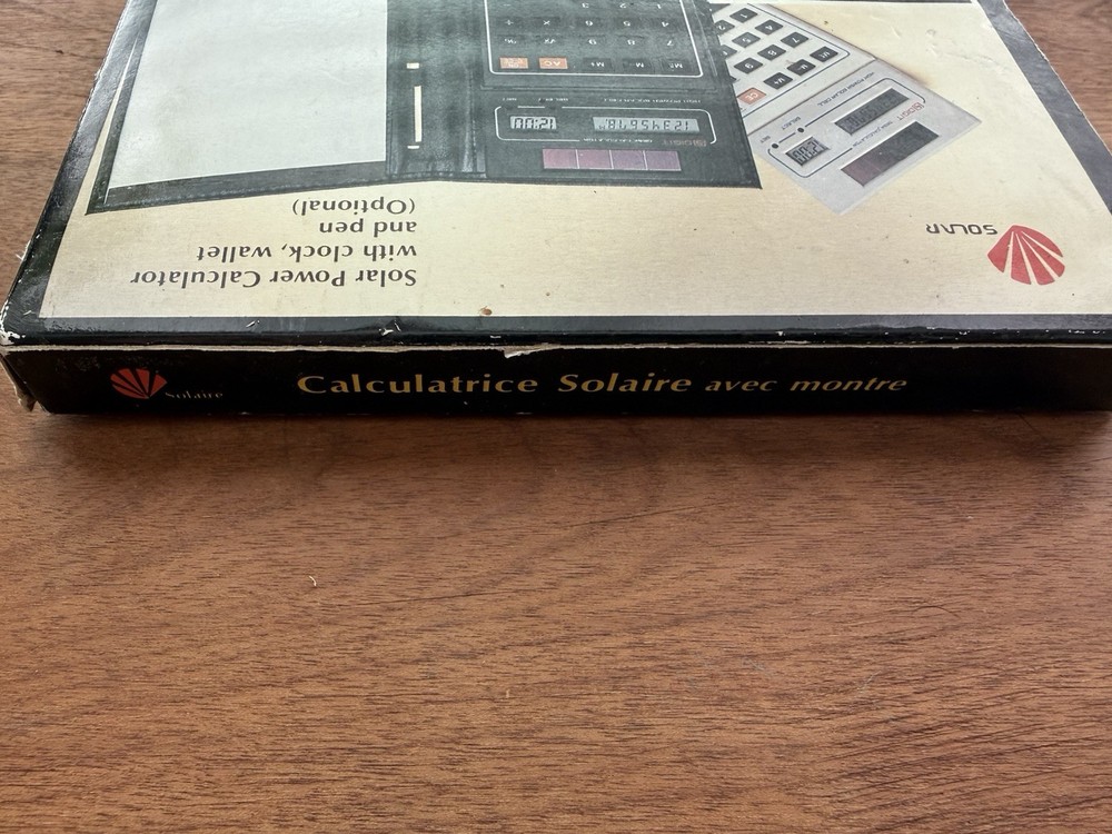 Solardesk Vtg LOGITECH Calculator w Notepad Case, Solar Powered Calculator