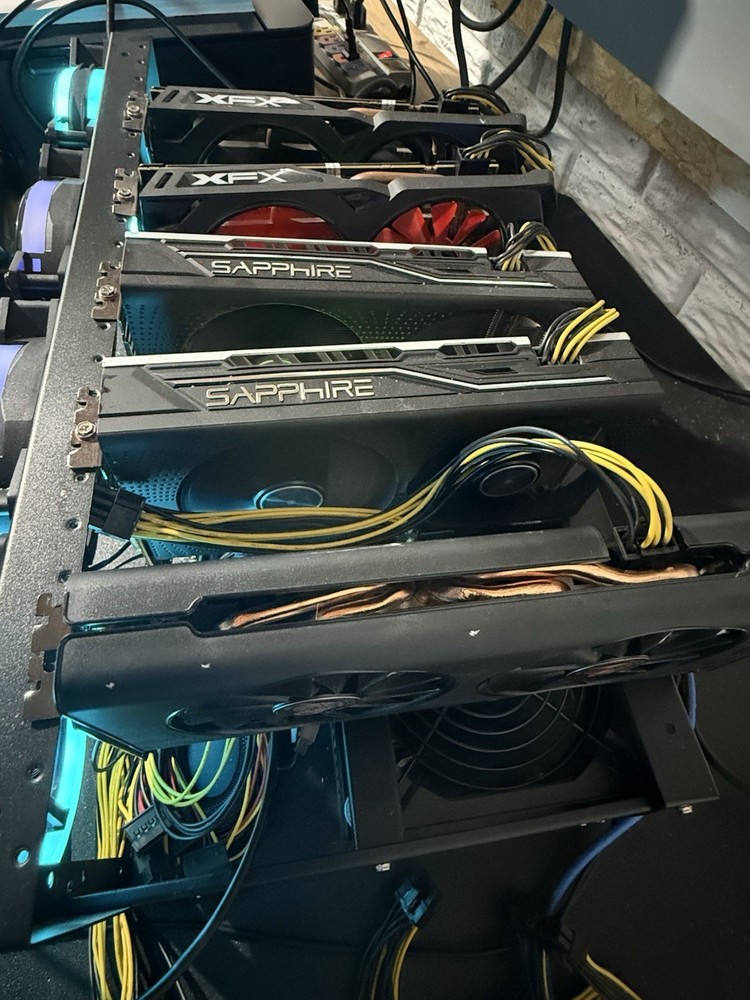 XFX Sapphire MSI RX 580 RX 470 Intel E5-2670 GPU Mining Rig RandomX Vertcoin