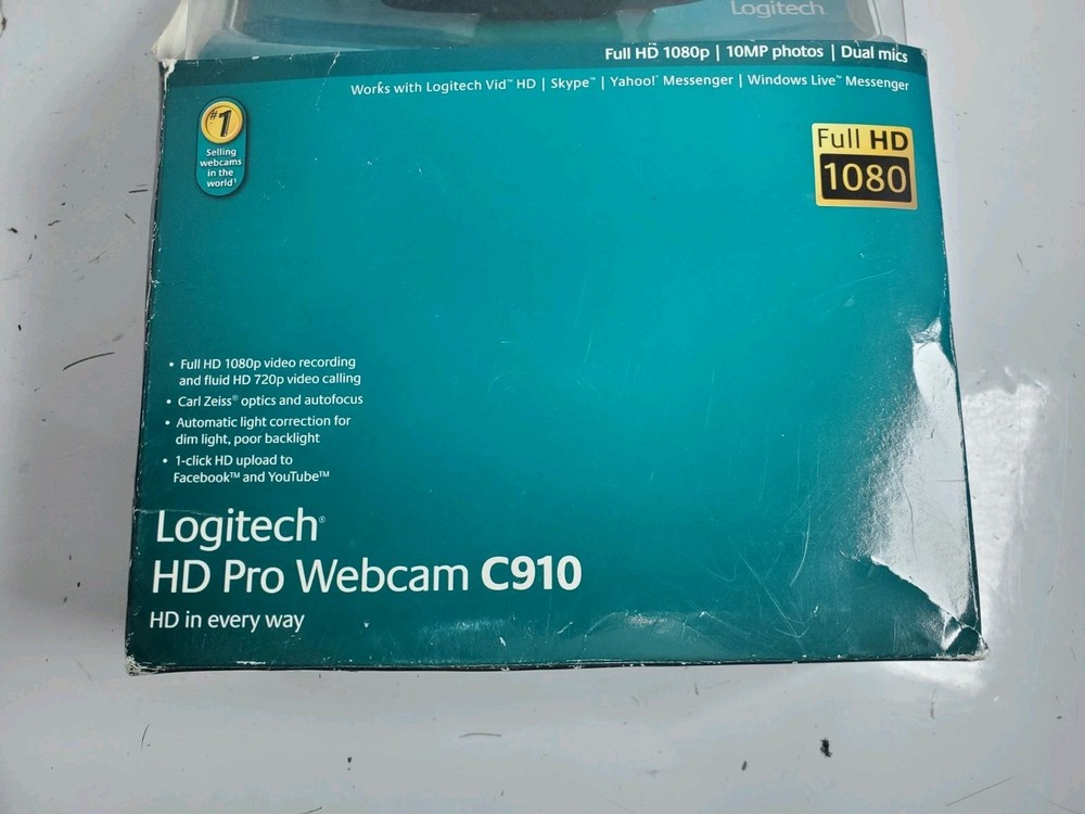 Logitech C910 HD Pro Webcam 1080p- Black - Open BOX - Box Damage