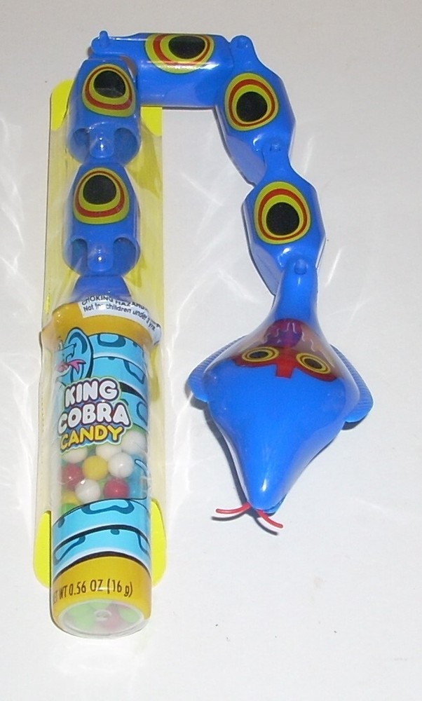 New! King Cobra Candy Segmented Plastic Winding Snake Toy Blue