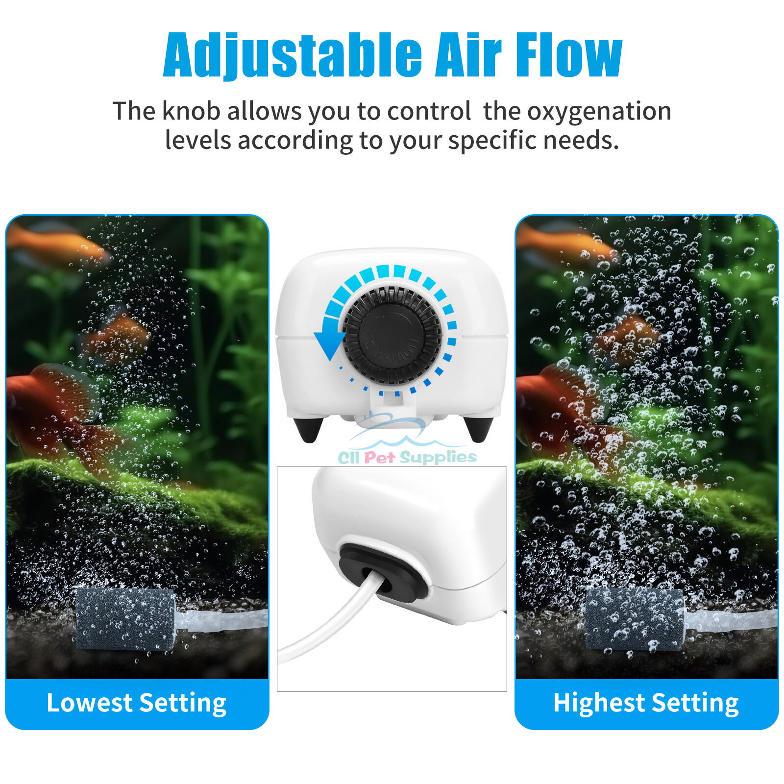 Aquarium Air Pump 55gal Fish Tank Bubbler with Air Stone Tubing Check Valve