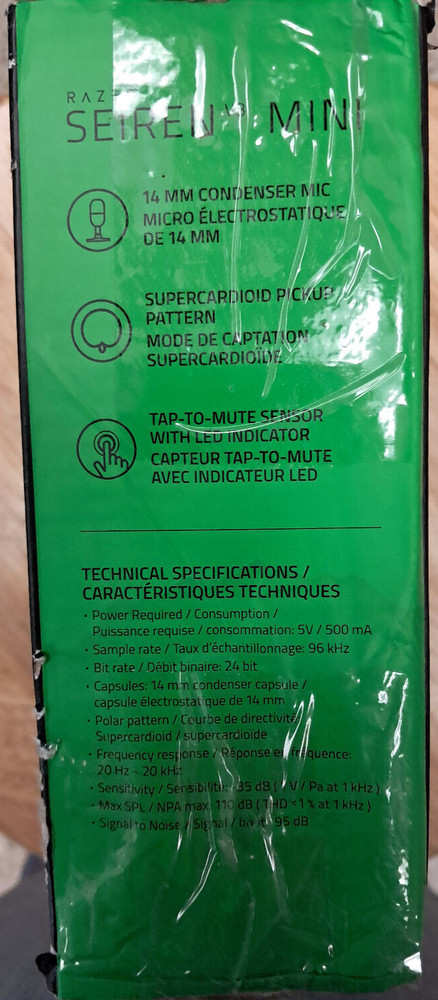Razer Siren Mini Ultra Condenser Microphone Open Box .