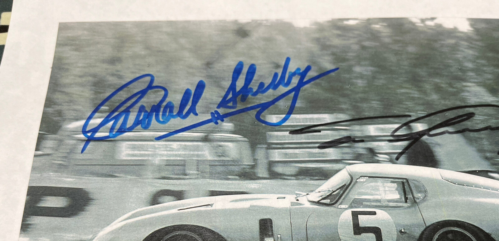 Carroll Shelby Signed & Dan Gurney Signed Cobra Daytona GT Coupe Photo FORD FUN!