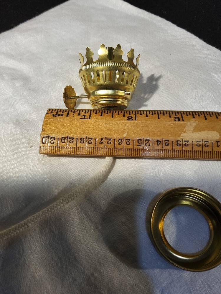 NOS Solid Brass Miniature Burner Screw on Collar With New Round Wick