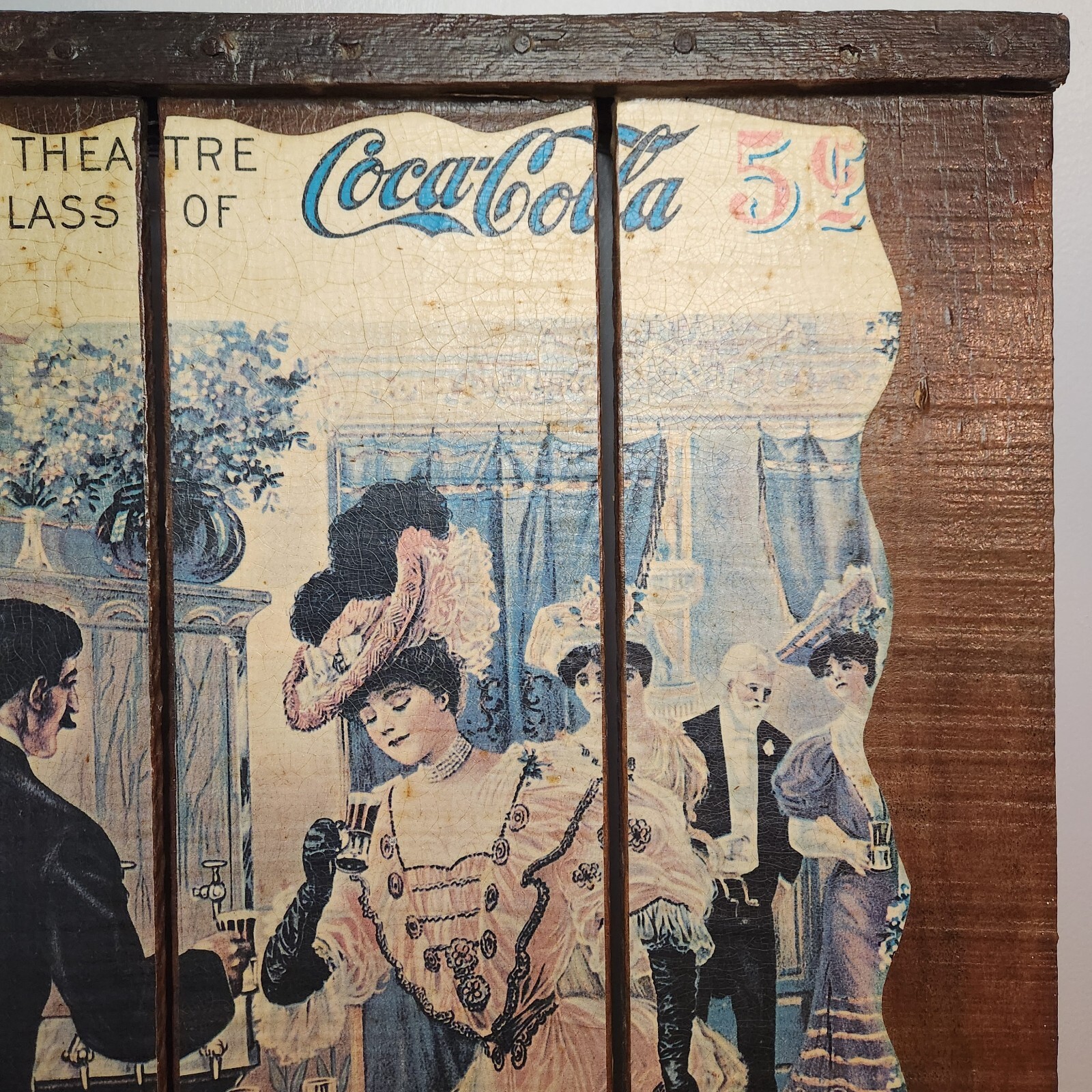 Vintage Coca Cola Sign "After The Theater Drink A Glass of Coca Cola 5c"