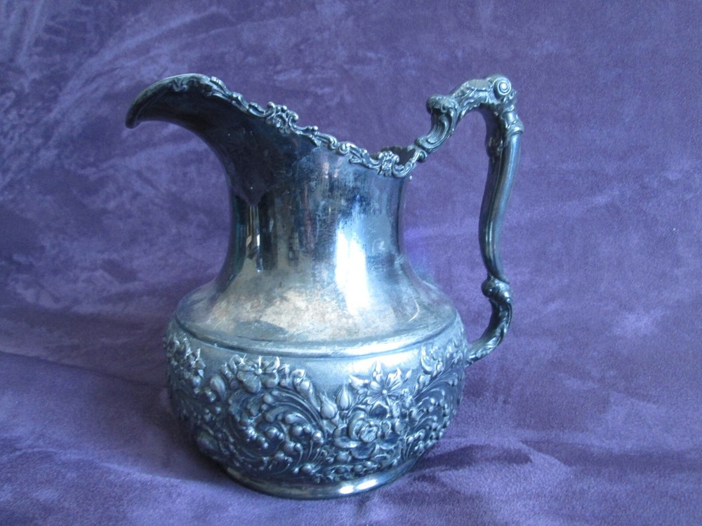 Floral Silver Plate Reed & Barton Water Pitcher