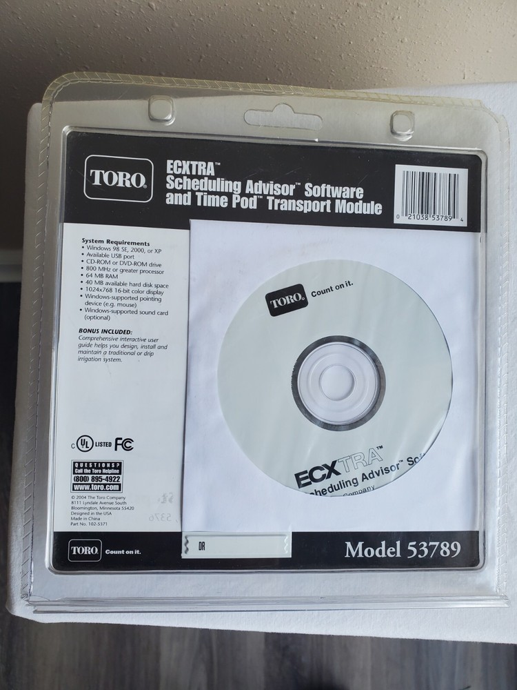 Toro Ecxtra Scheduling Advisor Software Time Pod Transport Module Model 53789