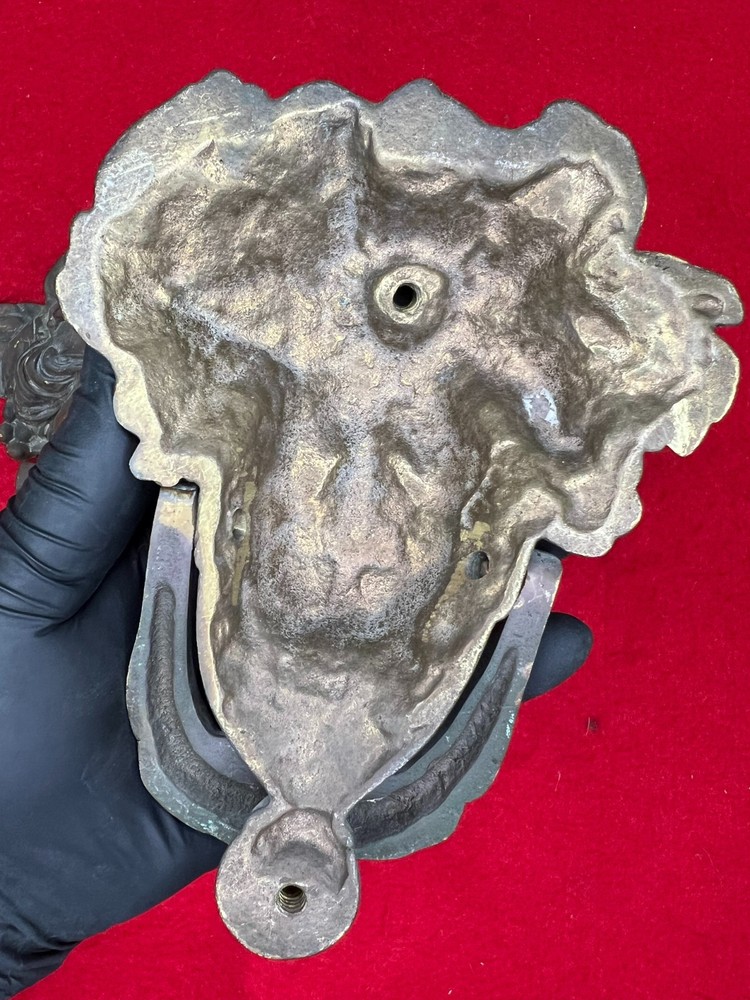 Vintage Solid Brass Large 9" Neo-Classical Apollo Door Knocker