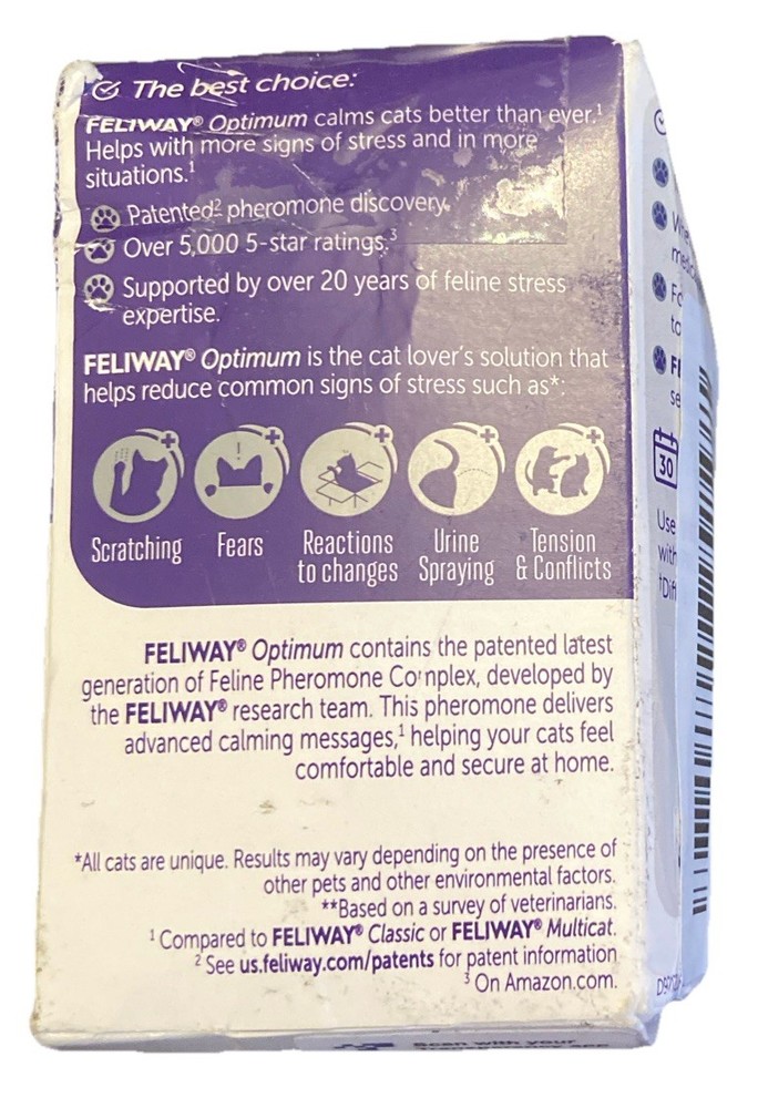 FELIWAY Optimum 30-Day Cat Calming Refill 48ml Pheromone Diffuser
