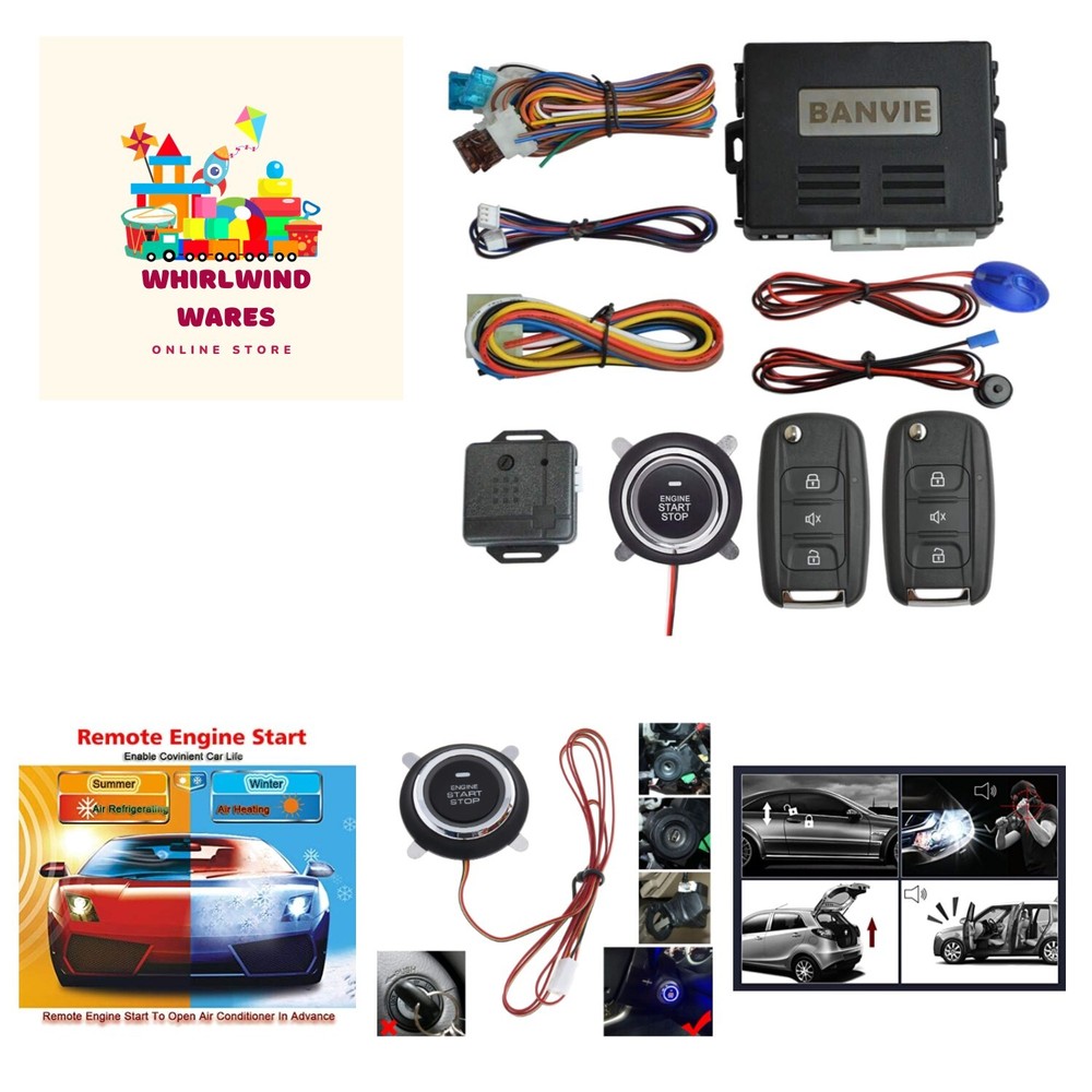 Car Alarm System with Remote Start & Push to Start Ignition Kit Engine Button
