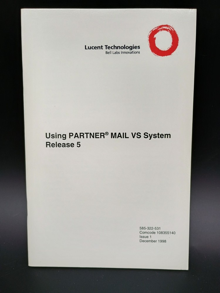 Lucent Using PARTNER MAIL VS System Release 5 Paper Manual 585-322-531