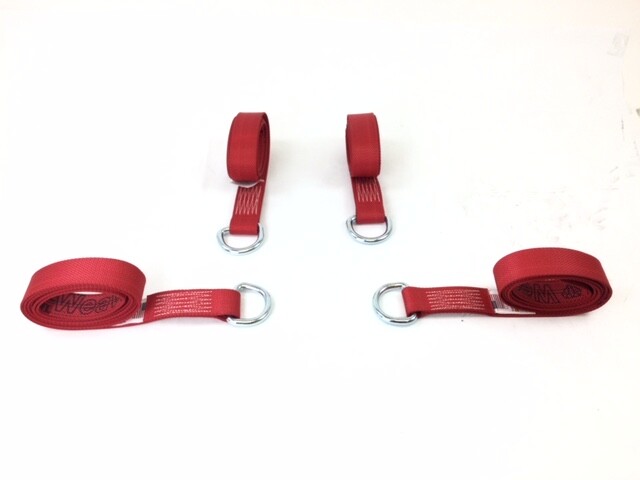 2" x 8' Red Diamond Weave Lasso Strap With D Ring (4 Pack)