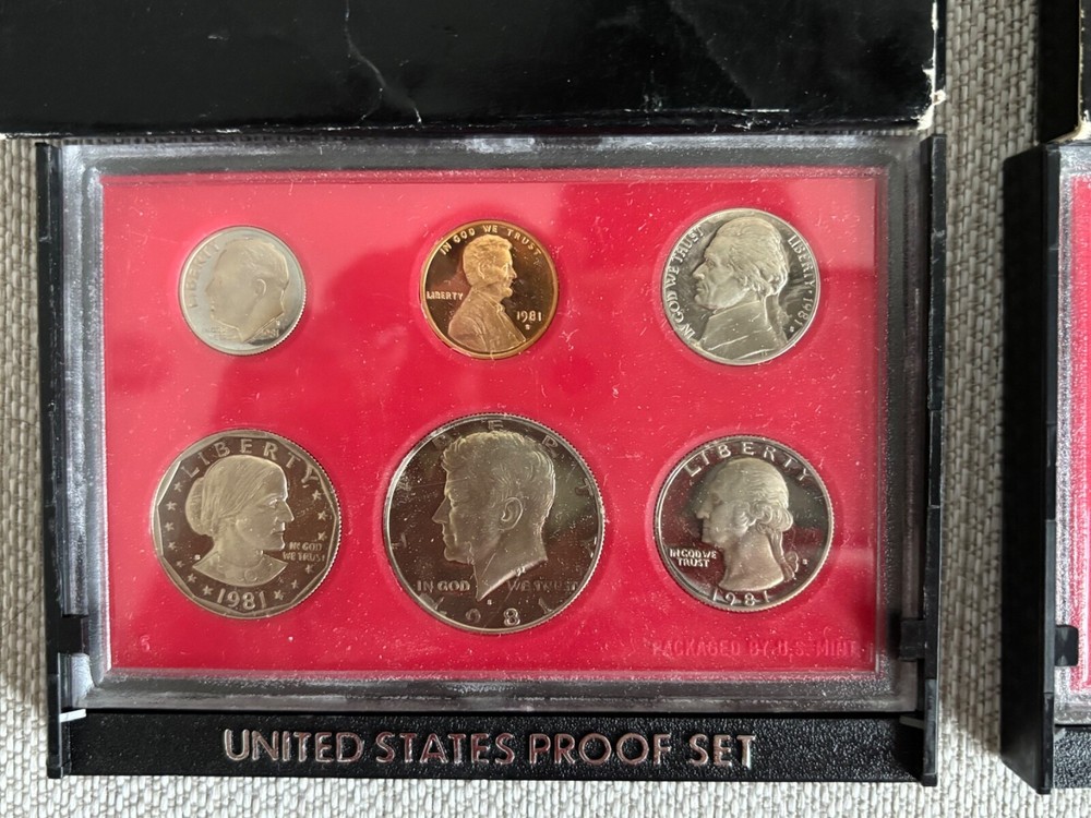 1981 S & 1982 S PROOF Sets in Original Box US Mint (6 Coin Set)