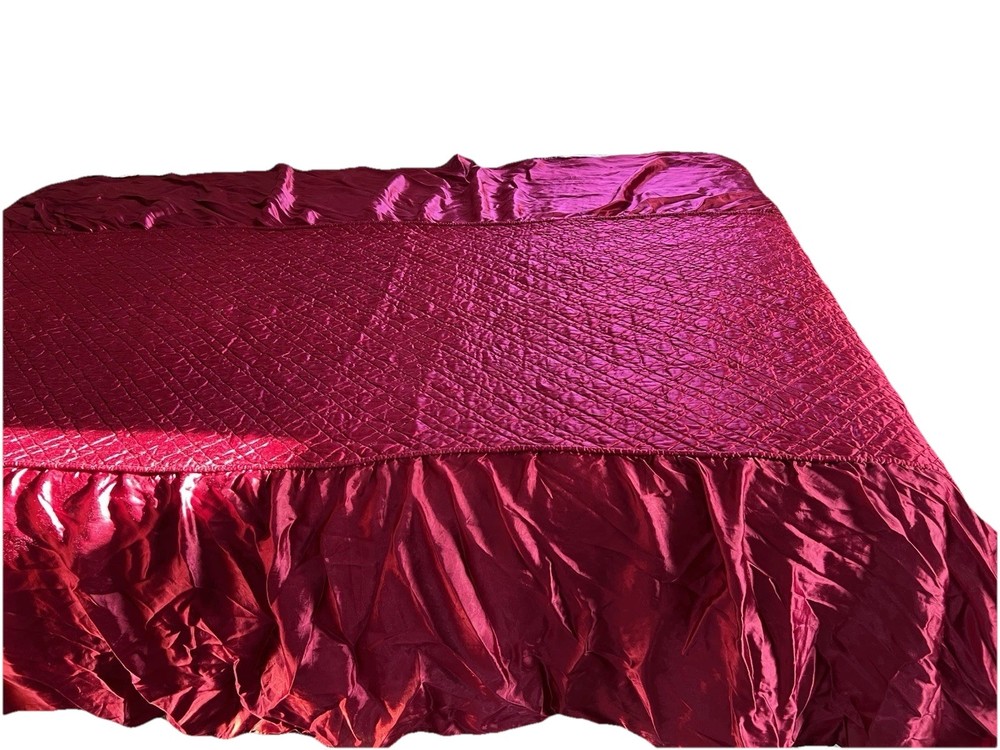 Real Satin burgundy bedspread For Small Bed