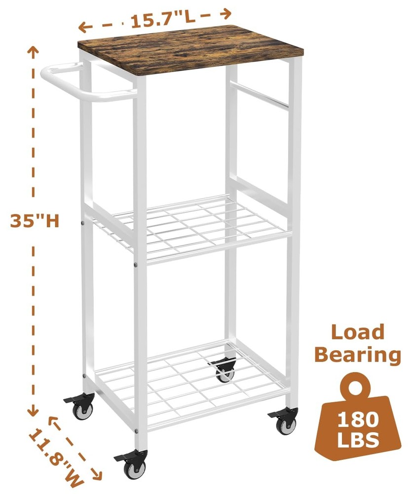 Kitchen Microwave Stand Cart with Storage Rack | 3-Tier Rolling Kitchen Side ...