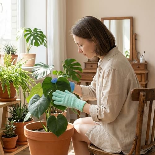 2 Pairs Microfiber Gloves, Reusable Dusting Gloves, Washable Microfiber