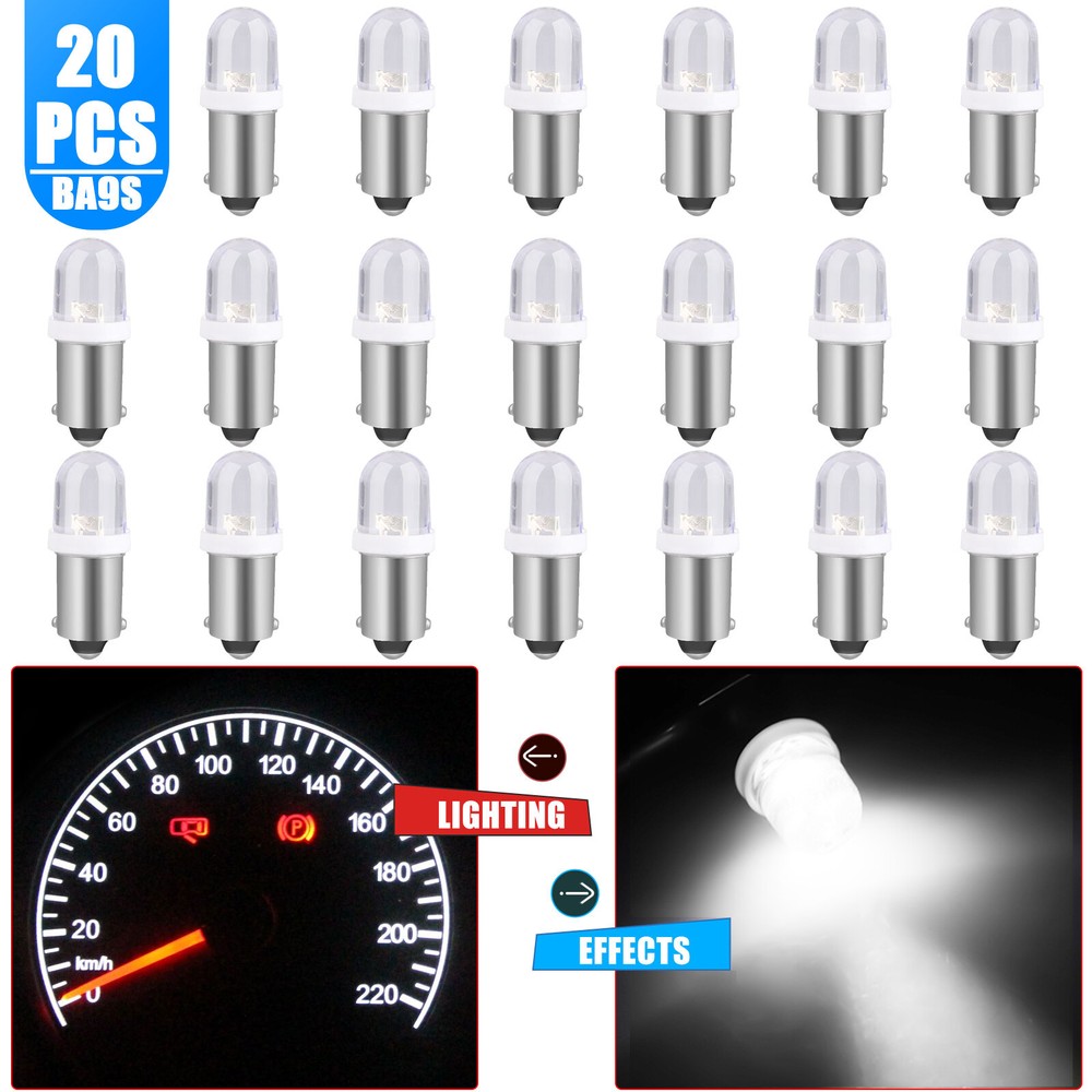 20x Super White BA9S LED Interior Instrument Panel Dash Map Light Bulb 1815 1895