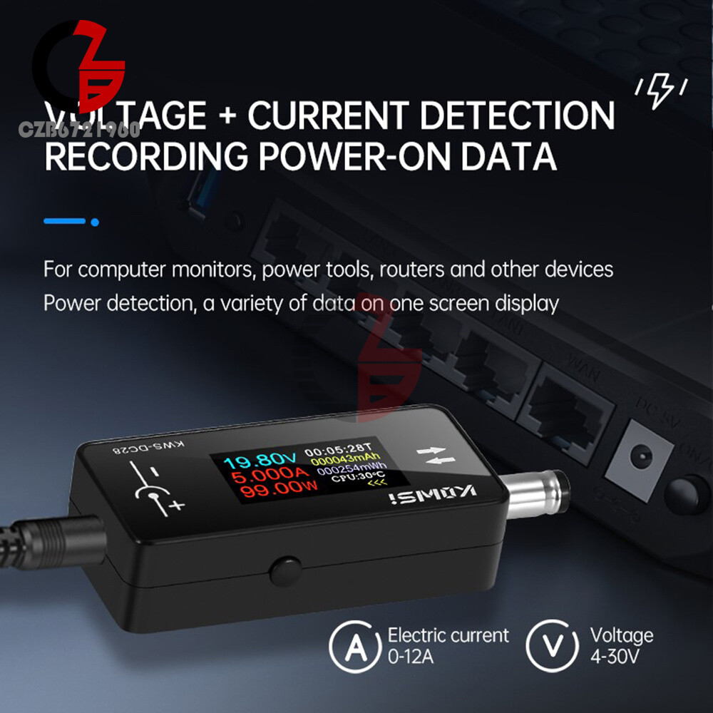 DC5.5*2.5 Interface Current Voltage Power Meter Tester Digital LCD Display Meter